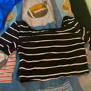 black and white striped crop top